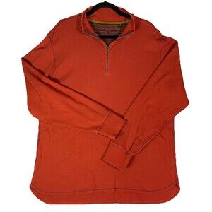 ROBERT GRAHAM 1/4 Zip Pullover Cotton Men's Size XL Orange Knit Sweater